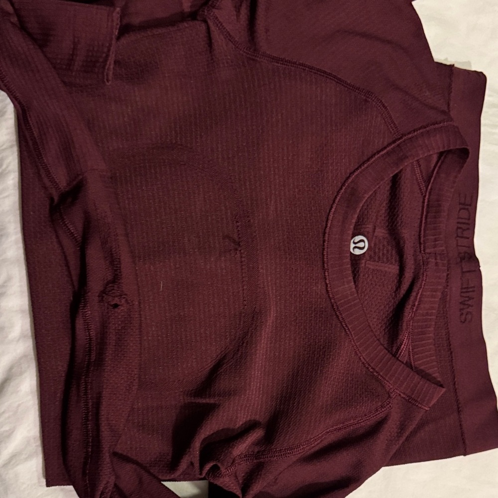 Burgundy Long Sleeve Athletic Top